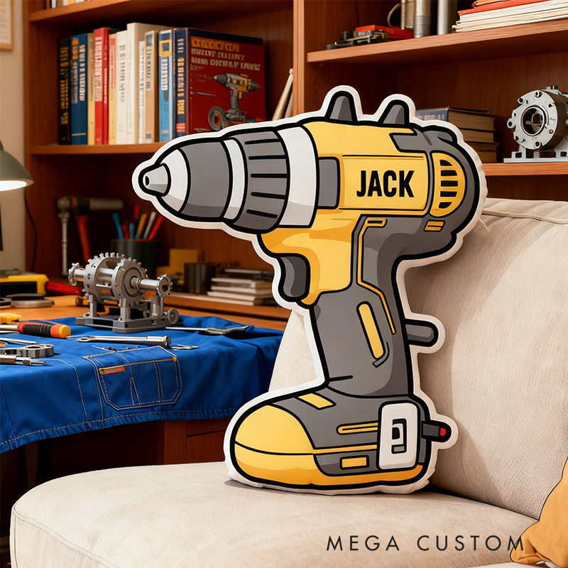 Personalized Power Drill Plush Pillow Custom Name Tool Shaped Appreciation Gifts