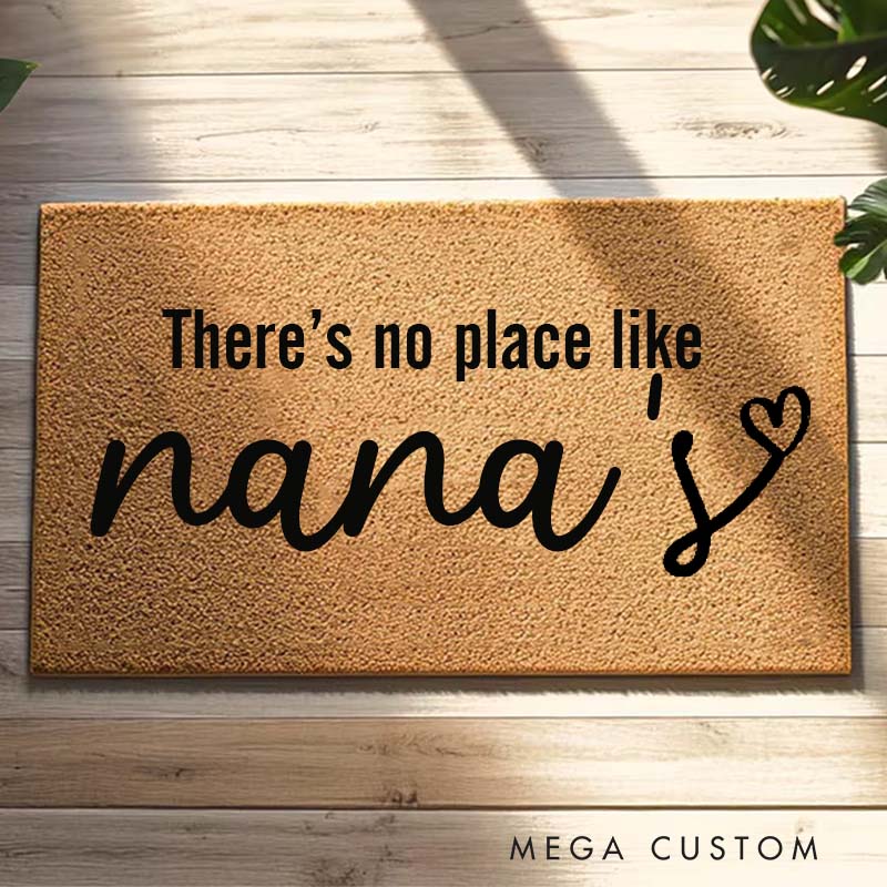 Personalized There Is No Place Like Home Doormat Housewarming Gift Welcome Mat for New Home Natural PVC Free Door Mat Indoor Outdoor Family Decor Rug