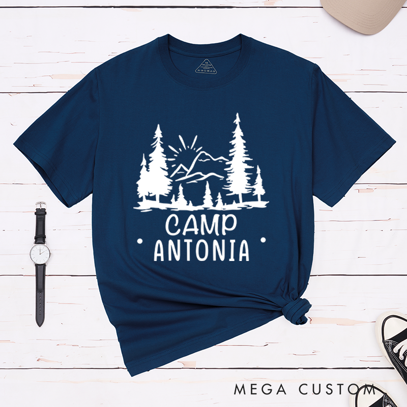 Personalized Simple Camping Summer T-Shirt Hiking Outdoors Nature Lovers Gift