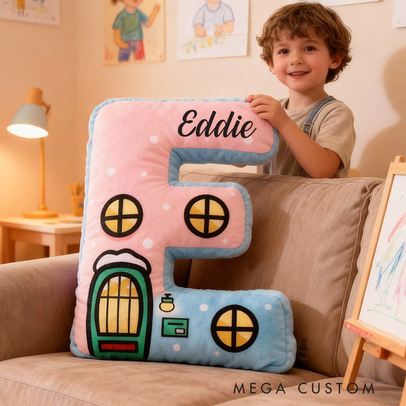 Personalized Letter Pillow Custom Name Design Soft Decorative Cushion Whimsical House Theme Cozy Accent For Kids Rooms Or Home Decor Graphic 3D Print