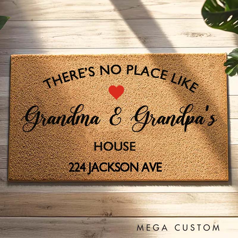 There's No Place Like Grandma & Grandpas House Coir Doormat Welcome Doormat Anniversary Gift Home Decor Family Day Gift Housewarming Gifts