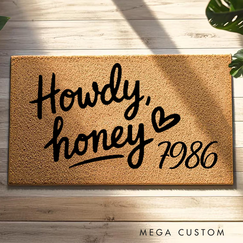 Personalized Howdy Honey Doormat Cowgirl Decor Home Doormat Western Decor Texas Doormat Home Gift Outdoor Doormat Closing Gift Housewarming Gifts