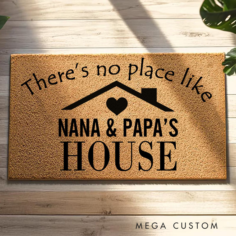 Personalized There’s No Place Like Nana and Papa’s House Welcome Mat Door Mat Home Doormat Grandparents Gift Grandma and Grandpa Memaw