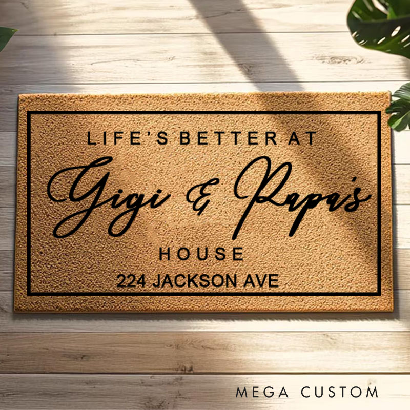 Personalized Life's Better At Custom House Doormat Custom Name Durable Coir Rug Decorative Accent For Entryways Housewarming Wedding Or Holiday Gifts