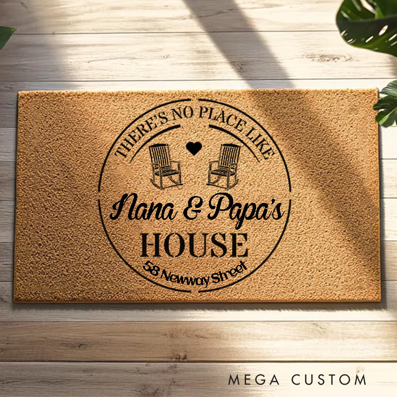 Personalized There's No Place Like Doormat Custom Nana & Papa’s House Doormat Grandparents Day Gift Welcome Door Mat Home Doormat Grandma Gift