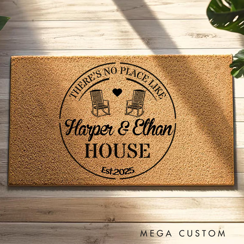 Personalized There's No Place Like Doormat Custom Couple House Doormat Decorative Accent For Entryways Or Housewarming Valentine's Day gifts