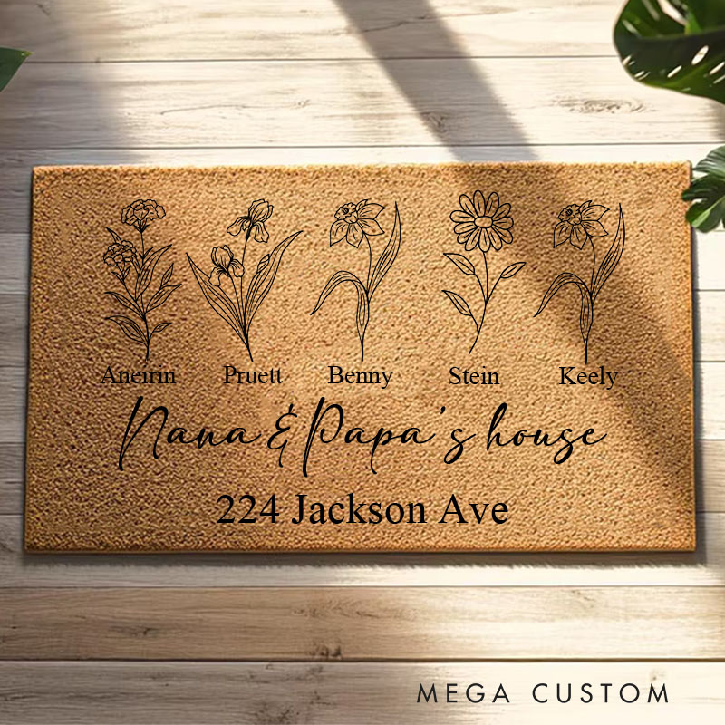Personalized Nana&Papa’s House Doormat Custom Family House Doormat With Names Gifts for Grandparents Housewarming Gifts Home Decor