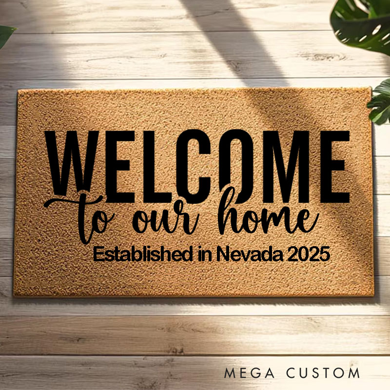Personalized Welcome To Our Home Doormat Custom Coir Welcome Mat Door Mat Housewarming Gifts
