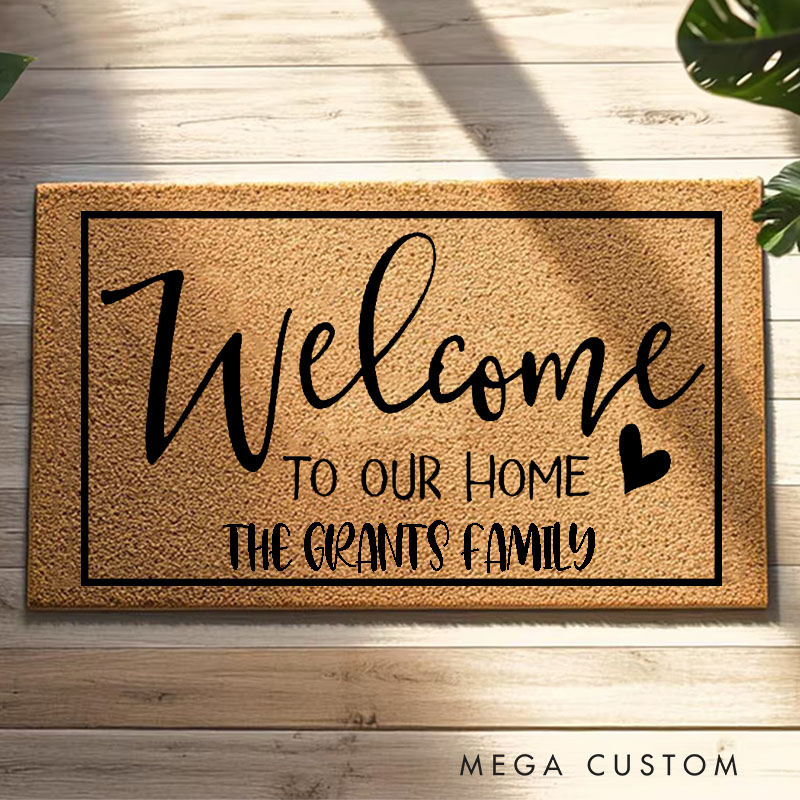 Personalized Welcome to Our Home Doormat Custom Housewarming Wedding Gift
