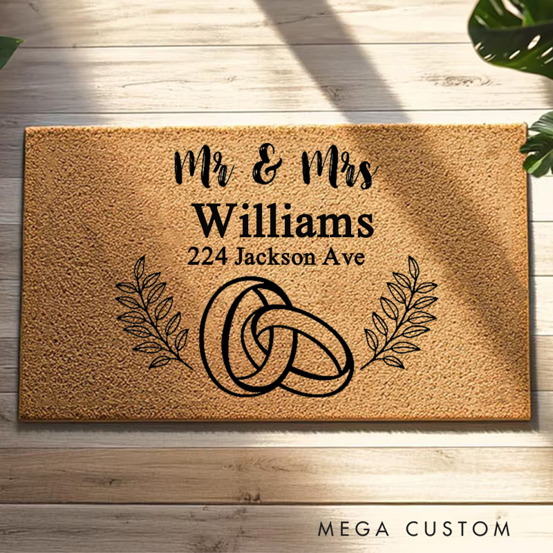Personalized Wedding Doormat with Custom Mr. & Mrs Durable Coir Welcome Mat Perfect for Entryway or Gift Idea Housewarming Gifts for Couple