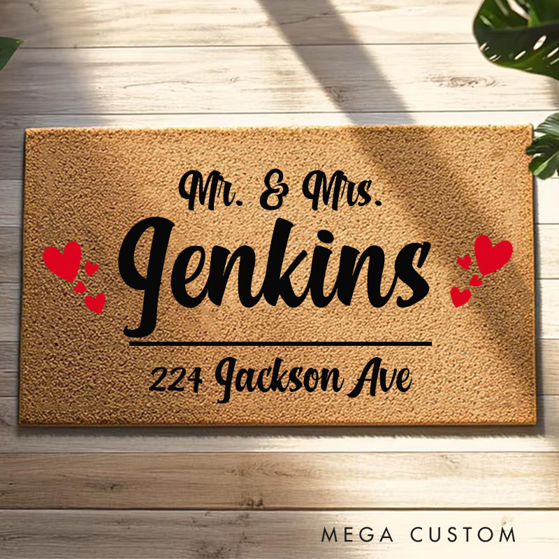Personalized Couple Doormat Custom Mr and Mrs Doormat Durable Coir Welcome Mat for New Home Entryway Romantic Housewarming Gift for Couples