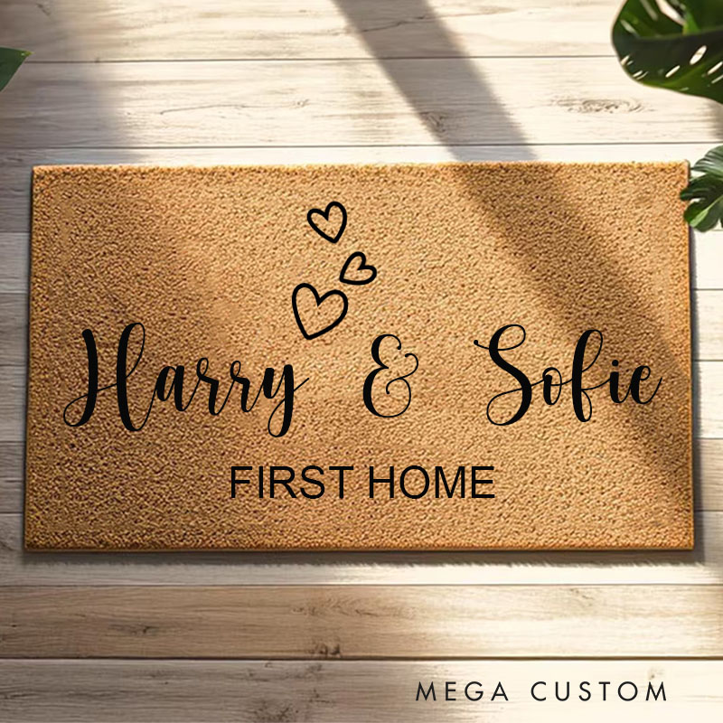 Personalized Couple Door Mat Personalised Front Door Mat Custom Printed First Home Couple's Gift First Home