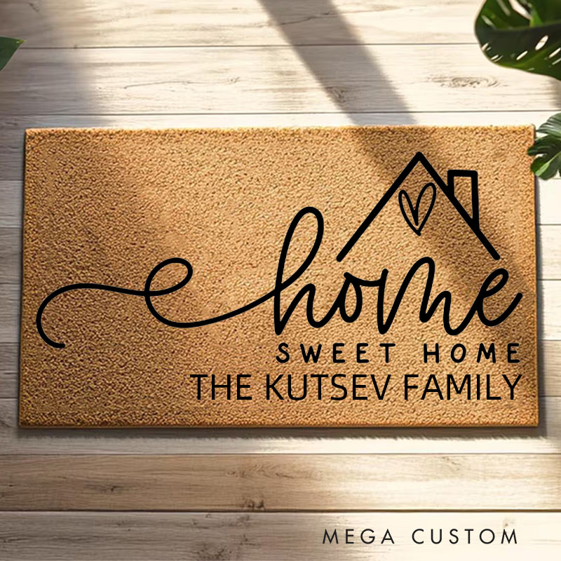 Personalized Home Sweet Home Doormat Durable Coir Welcome Mat for New Home Entryway Decorative Housewarming Gift for Families and Couples