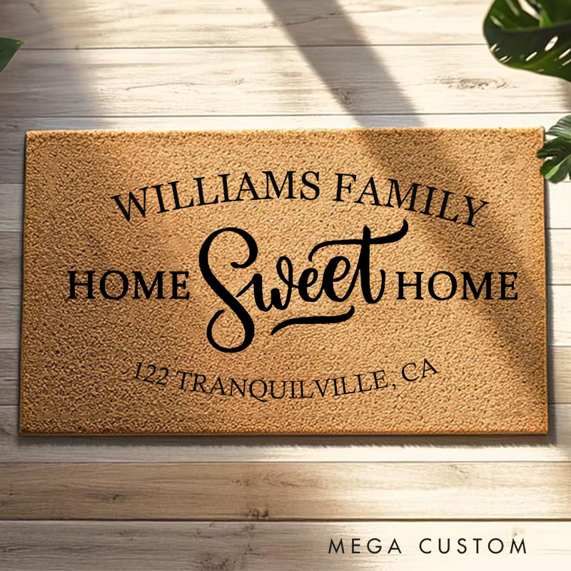 Personalized Home Sweet Home Doormat Custom Family Doormat Durable Coir Welcome Mat for New Home Entryway Perfect Housewarming Gift
