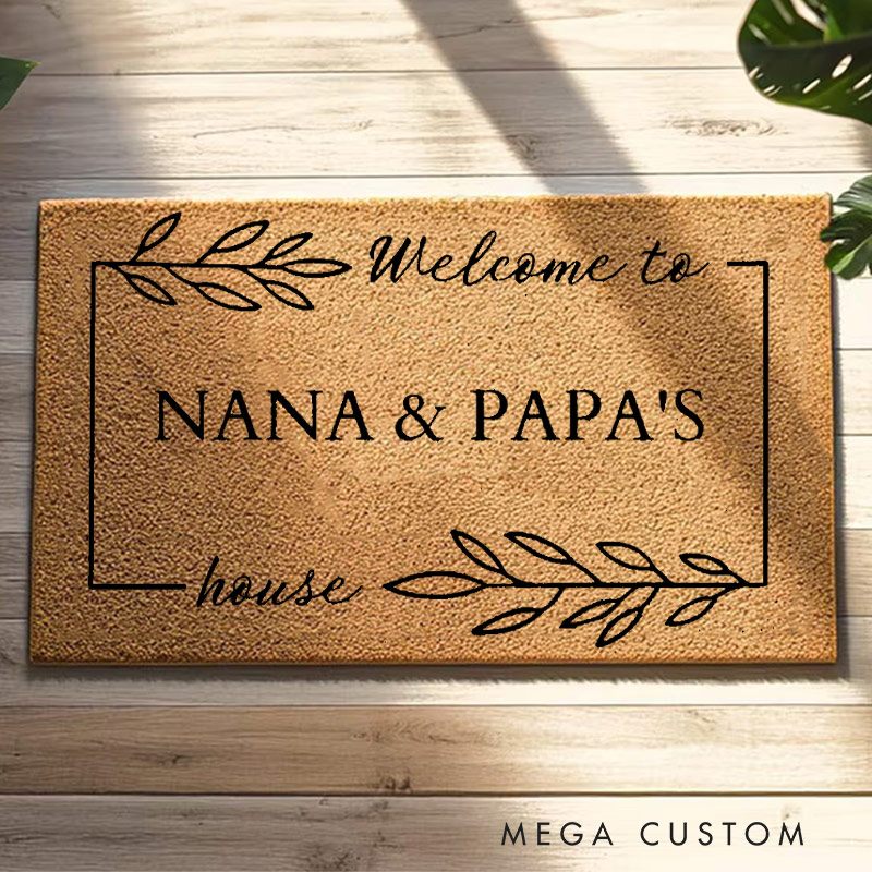 Personalized Welcome Doormat Custom Coir Mat with Name Indoor Outdoor Mat for Grandparent Housewarming New Home Gift 