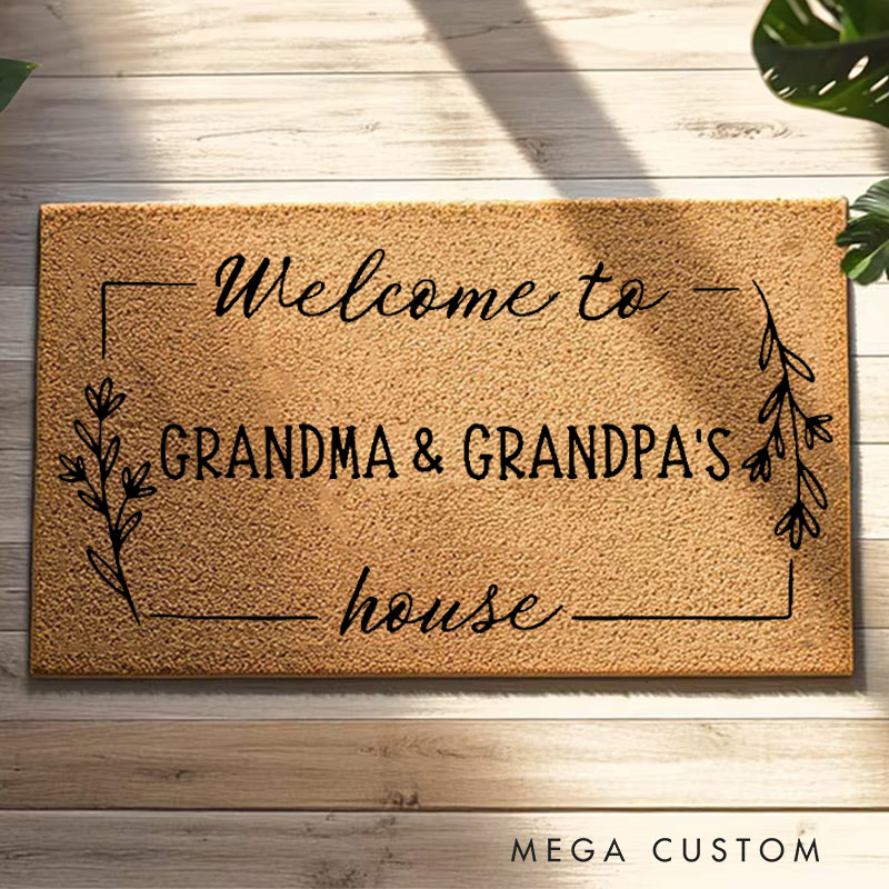 Personalized Grandparent Welcome Doormat Custom Welcome to Grandma & Grandpa's House Door Mat Housewarming New Home Gift 