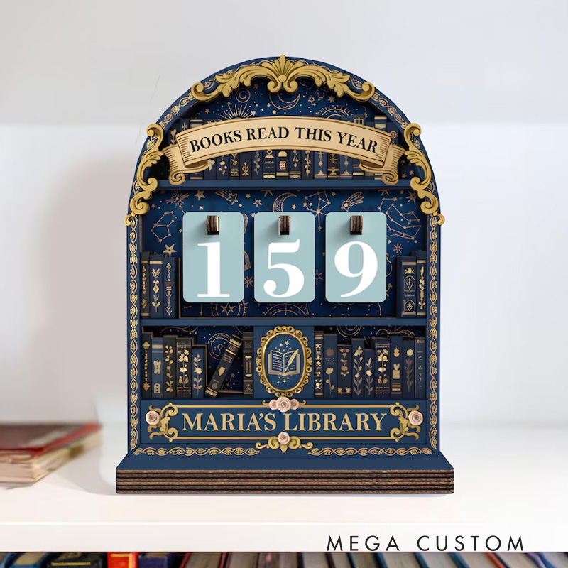Personalized Books Read This Year Counter Vintage Book Read Tracker with Name Library Sign for Book Lover Bookish Librarian Reader Christmas Gift