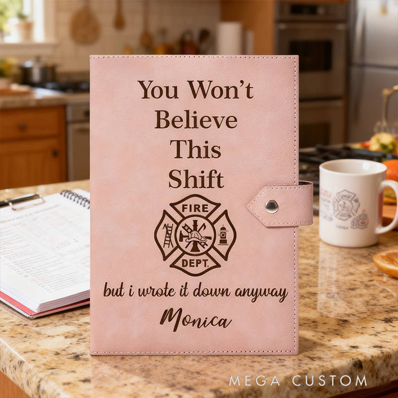 Personalized Firefighter Leather Journal Engraved Firefighter Notebook Custom Name Firefighter Notebook