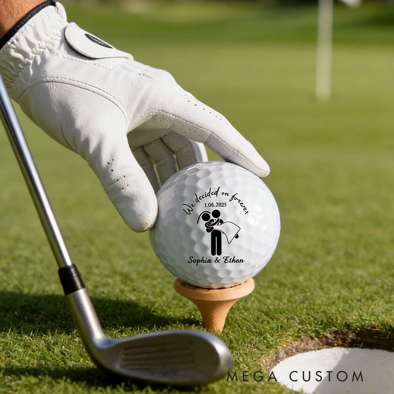Personalized Wedding Golf Ball with "Forever" Design and Custom Details for Newlyweds Weddings Gifts