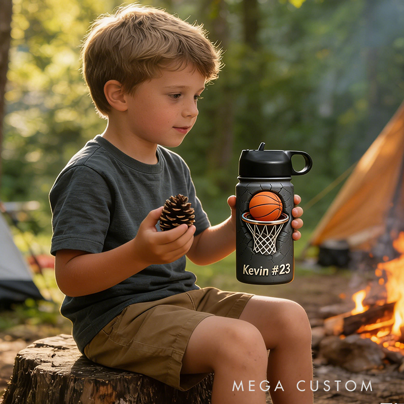 Personalized Basketball Water Bottle with Custom Name and Number for Basketball Enthusiasts Kids Teenager Back to School Gifts