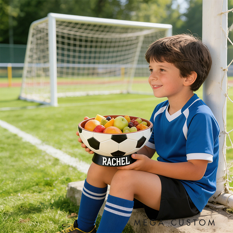 Personalized 3D printed Soccer Ball Snack Bowl with Custom Name TV Snack Bowl Match Day Gift for Football Fans Sports Lover Gift Dad Gift