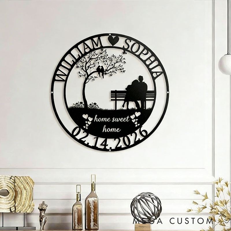 Personalized Wedding Anniversary Gift For Couple Custom Couple Metal Sign Wedding Gift Gift For Couple Gift For Husband Wife Metal Wall Sign