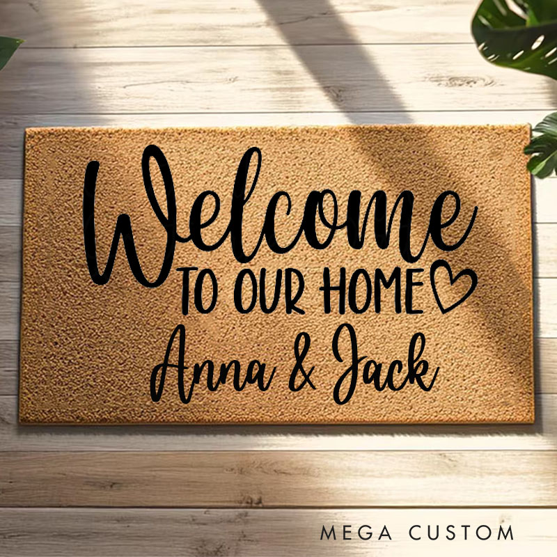 Personalized Welcome Mat Custom Door Mat Welcome to Our Home Design Indoor Outdoor Rug for Entryway Porch Housewarming Gift Durable Home Decor