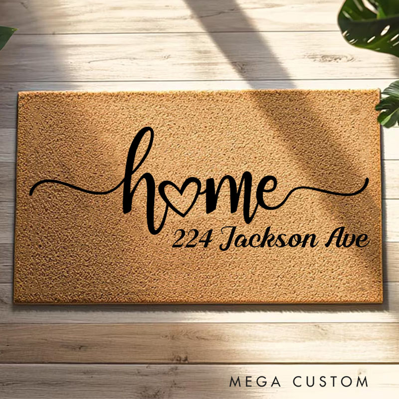 Personalized Home Doormat Custom Welcome Mat Durable Coir Rug for Front Door Housewarming Gift for Couples Newlyweds or Family