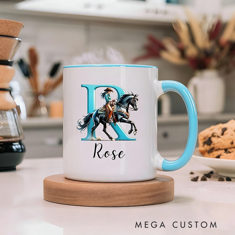 Personalized Name Cowgirl Birthday Mug Equestrian Gift Horse Gifts for Girl Custom Coffee Cup Gift for Horse Lover Horse mom Western Gifts