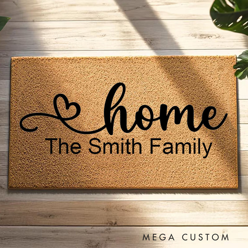 Personalized Home Doormat Custom Welcome Mat Durable Coir Rug for Front Door Housewarming Gift for Family Couples or New Homeowners