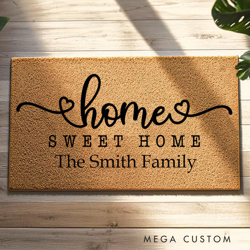 [Copy]Personalized Home Sweet Home Doormat Custom Welcome Mat Durable Coir Rug for Front Door Housewarming Gift for Family or New Homeowners