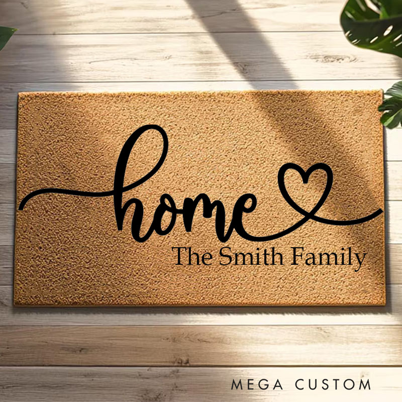Personalized Home Doormat Custom Welcome Mat Durable Coir Rug for Front Door Housewarming Gift for Family Couples or New Homeowners