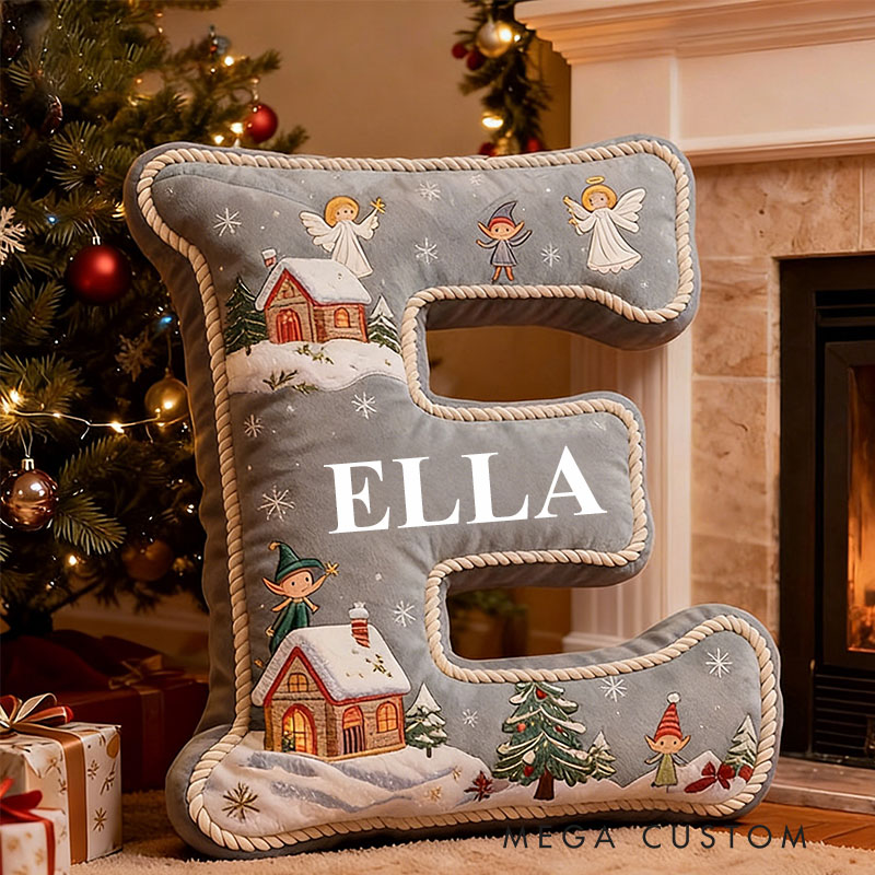 Personalized Christmas Letter Pillow Graphic 3D Print Custom Name Cozy Holiday Decor with Festive Winter Wonderland Design Soft  Christmas Gifts