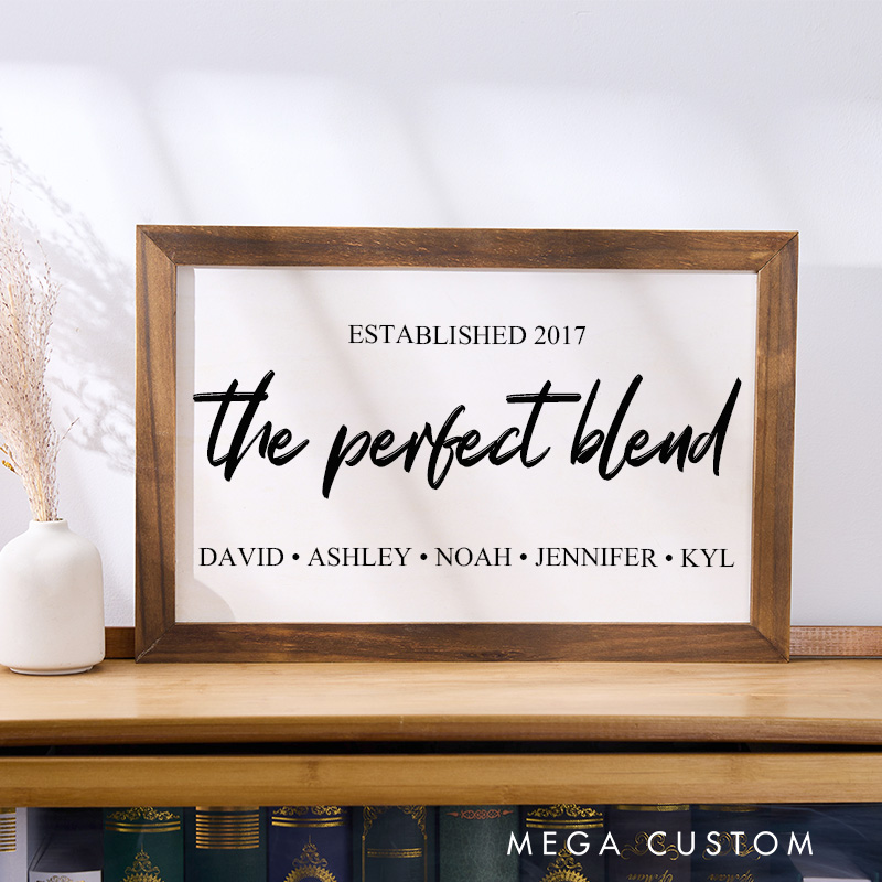Personalized The Perfect Blend Family Sign Blended Family Signs Family Wall Art For Family Room Wall Blended Family Wedding Gift Housewarming Gifts