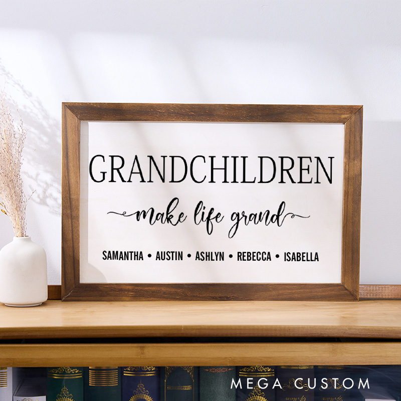 Personalized Grandchildren Wood Sign Gift for Grandparents Family Gift Housewarming Gifts
