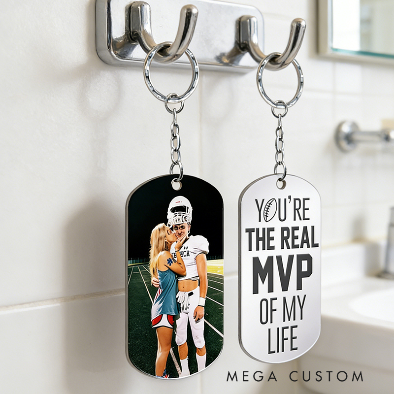 Personalized "You're the Real MVP" Football Keychain for Couples or Sports Fans Valentine's Day Gift 