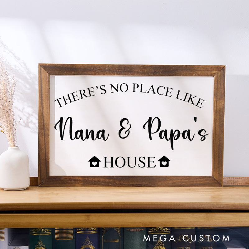 Personalized There's No Place Like Nana and Papa's House Wooden Wall Art Custom Grandparents Home Gift