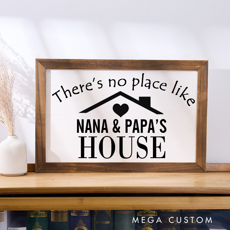 Personalized Grandparents Gift Custom There's No Place Like Nana and Papa's House Wooden Wall Art