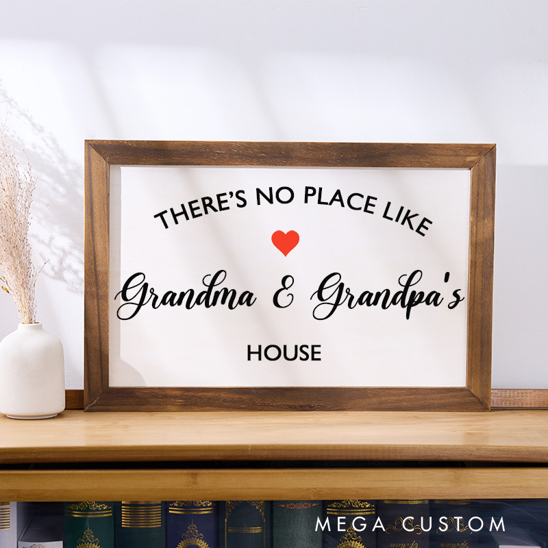 Personalized There's No Place Like Grandma and Grandpa's House Wooden Sign Custom Decoration for Grandparents Home Gift