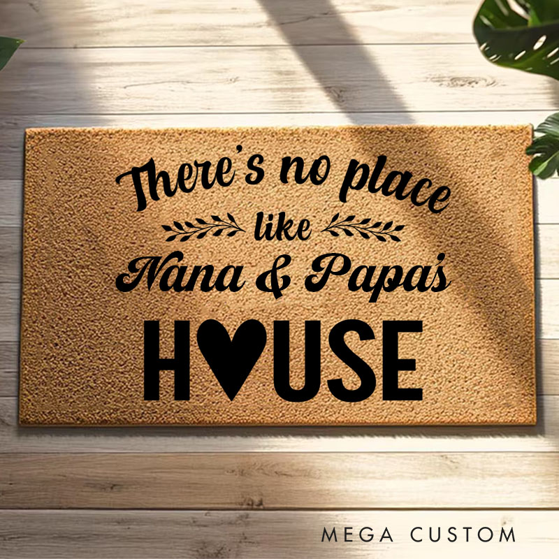 Personalized There's No Place Like Grandparents House Doormat Custom Welcome Mat Indoor Outdoor Rug Home Decor Gift for Family Grandkids Entryway