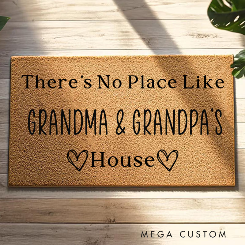 Personalized There's No Place Like Grandma & Grandpa's House Custom Grandparents House Doormat Home Decor Gift for Grandma and Grandpa