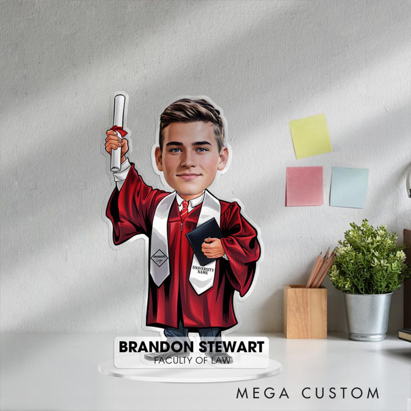 Personalized Graduation Gifts Custom Acrylic Figurine Caricature Desk Name Plate Keepsake for Graduates