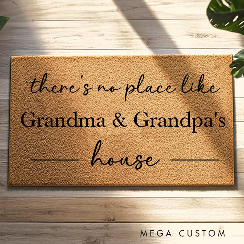 Personalized There's No Place Like Grandparents House Doormat Custom Welcome Mat Indoor Outdoor Rug Home Decor Gift for Grandma and Grandpa Entryway