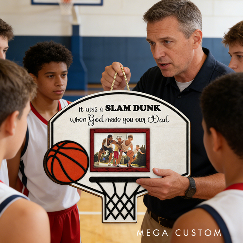 Personalized Basketball Hoop Photo Frame Wall Hanging  for Dad
