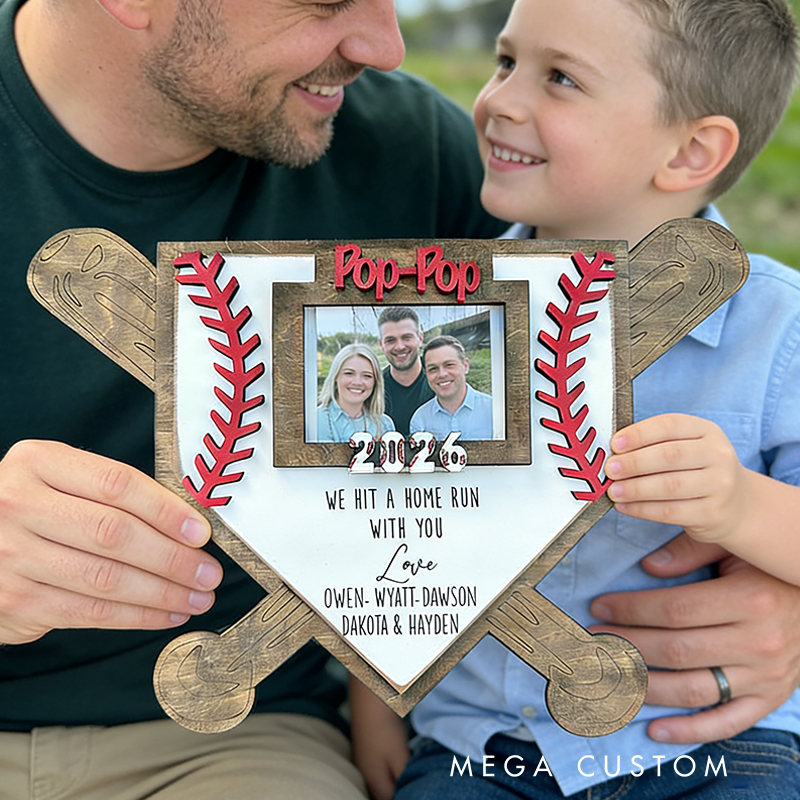 Personalized Baseball Home Plate Photo Frame with Custom Message for Family Memories