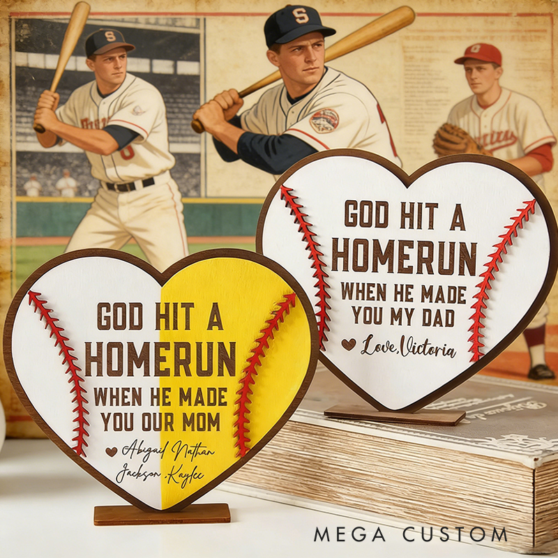 Personalized Baseball Softball Heart Plaque with Custom Text