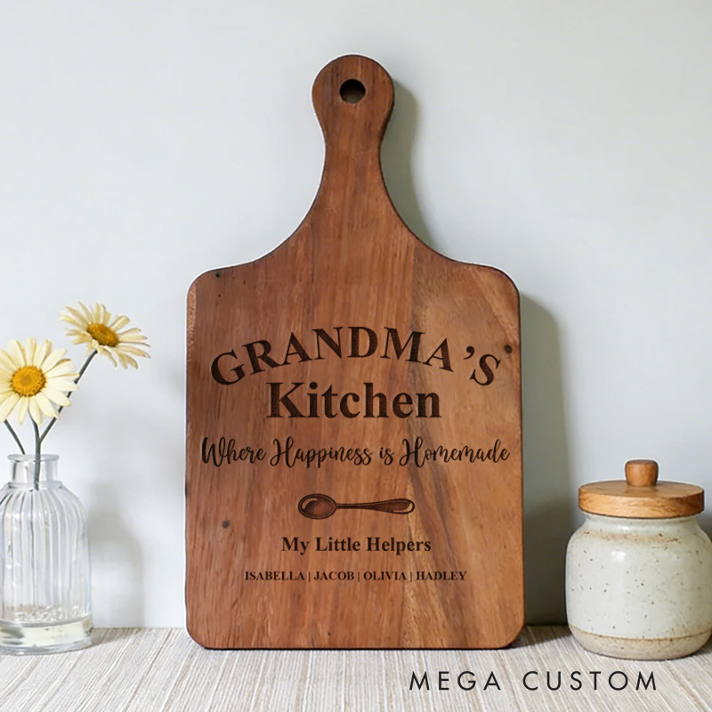 Personalized Grandma's Kitchen Cutting Board Sentimental Christmas Gift from Grandchildren Custom Charcuterie board for Nana
