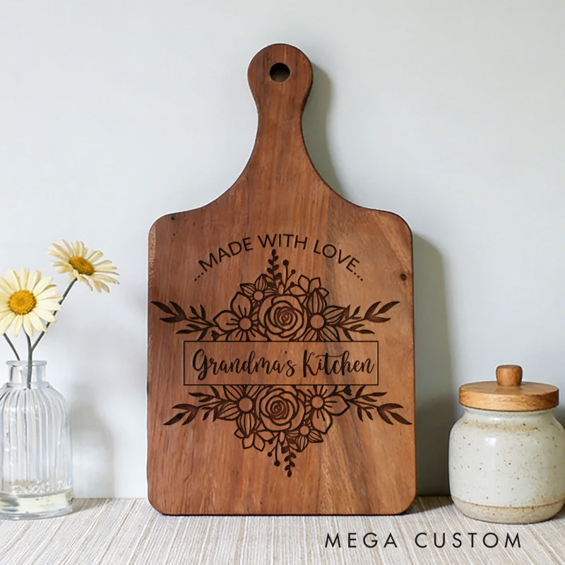 Personalized Grandma's Kitchen Cutting Board Custom Engraved Cutting Board for Grandma Gifts Home Decor Cooking Anniversary Birthday