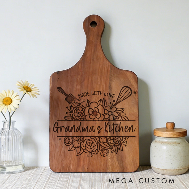 Personalized Grandma’s Kitchen Cutting Board Custom Engraved Cutting Board for Grandma Gifts Home Decor Cooking Anniversary Birthday