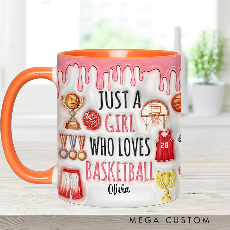Personalized "Just a Girl Who Loves Basketball" Mug with Custom Text for Female Players and Fans